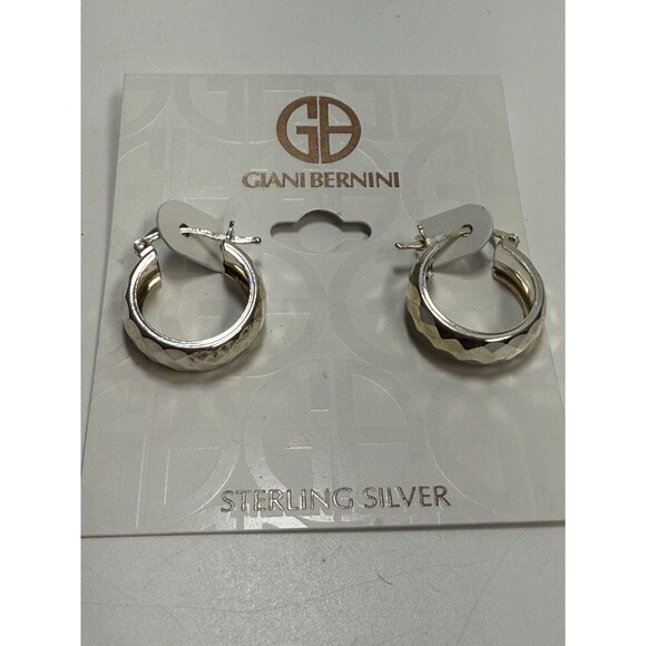 Giani Bernini Sterling silver Textured Hoop Earrings New - Picture 1 of 7